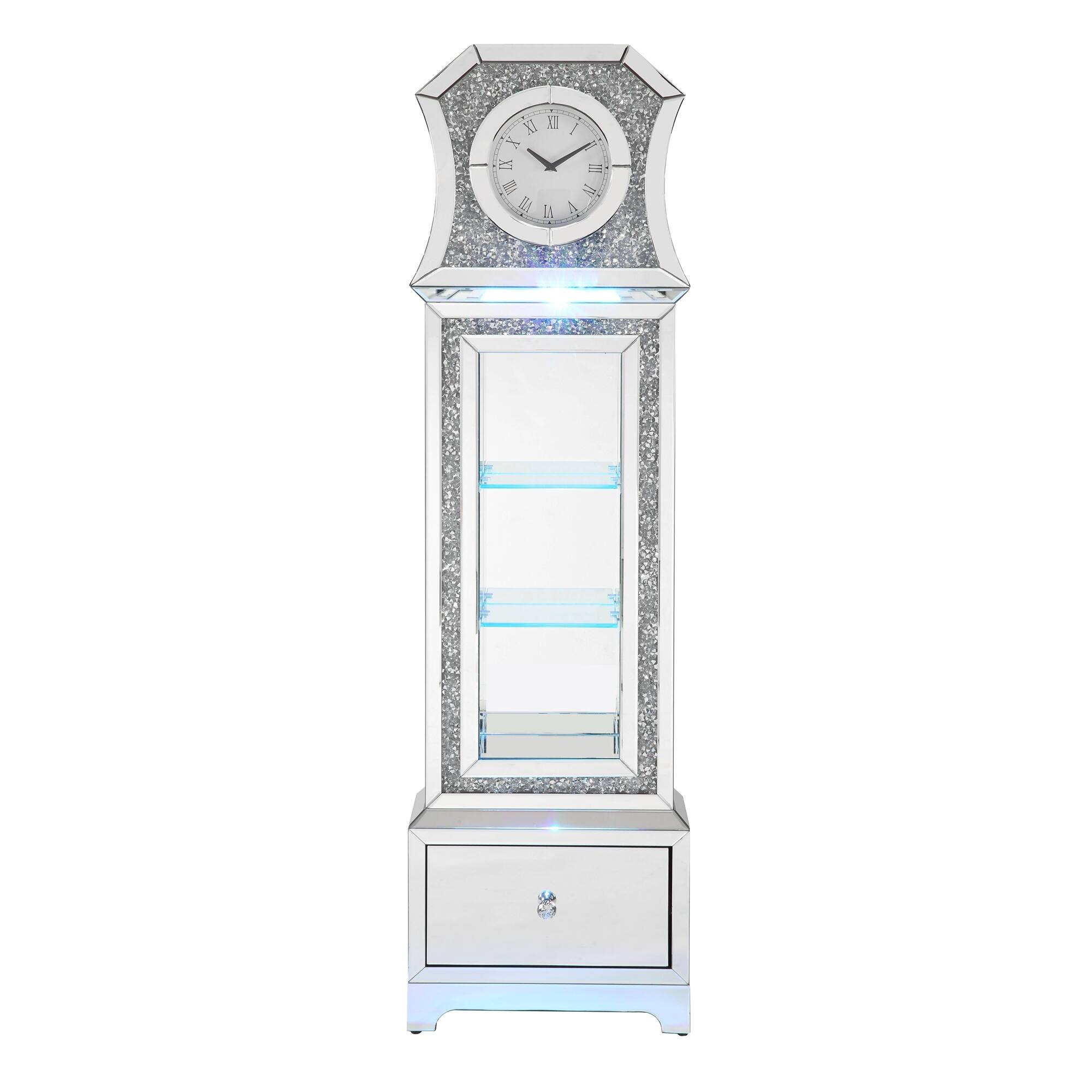 Grandfather Clock with LED Mirrored and Faux Diamonds Bed Bath