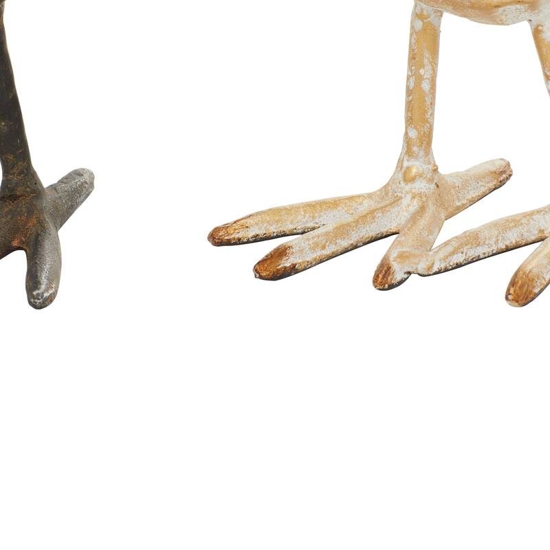 Gold Metal Bird Sculpture Set of 2 - 5 x 7 x 6