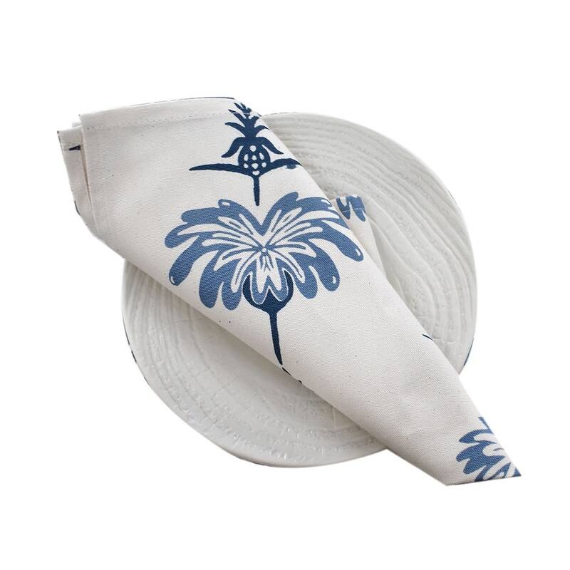 French Home Set of 4 Tropical Garden Napkins - Indigo and Sky