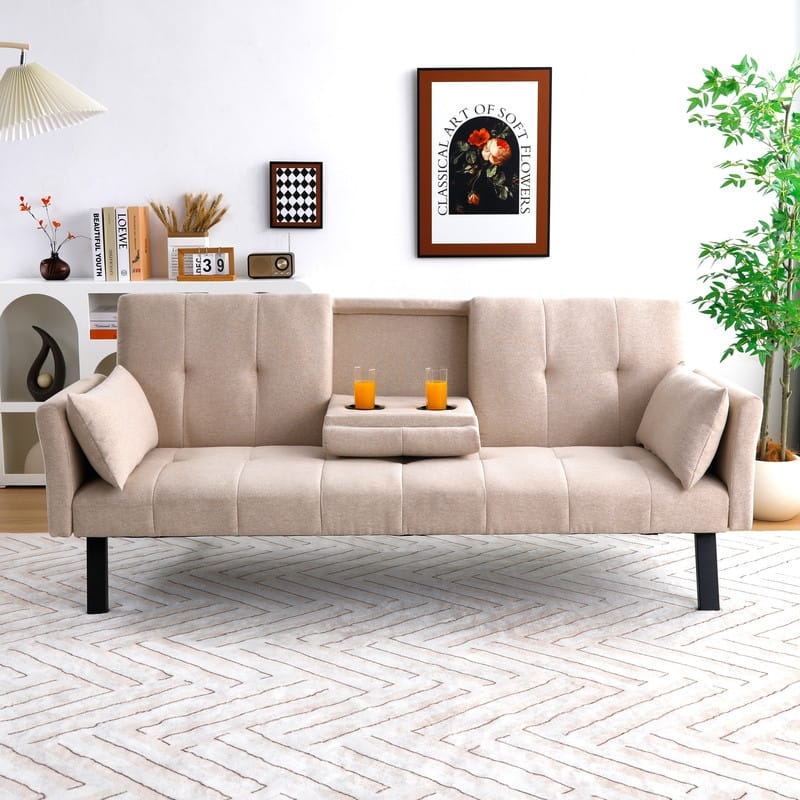 70" Cotton And Linen Cushion Sofa