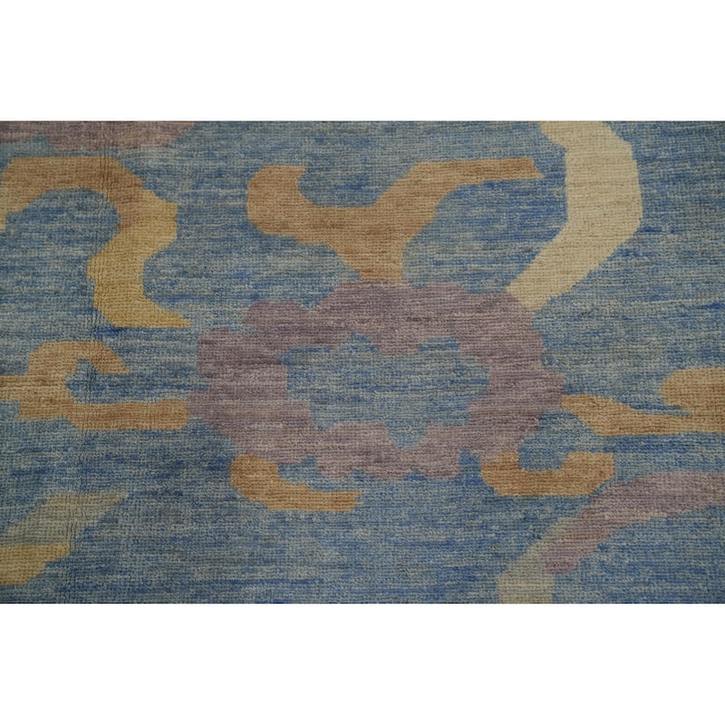 Hand Knotted Traditional Wool Blue Geometric Area Rug - 12' 0'' X 11' 10''