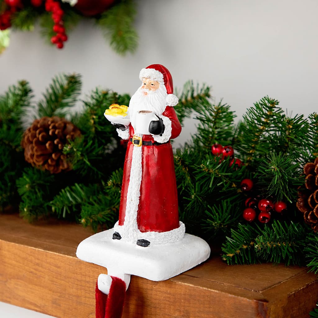 7" Santa with Cookies and Hot Cocoa Christmas Stocking Holder