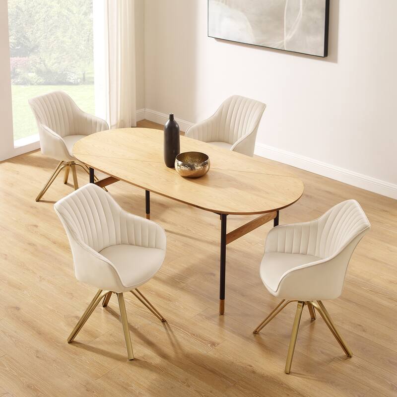 Art Leon Set of 2 Velvet Swivel Dining Chair with Golden Legs