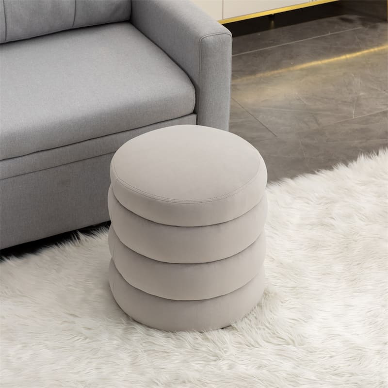 Soft Velvet Round Ottoman Footrest Stool