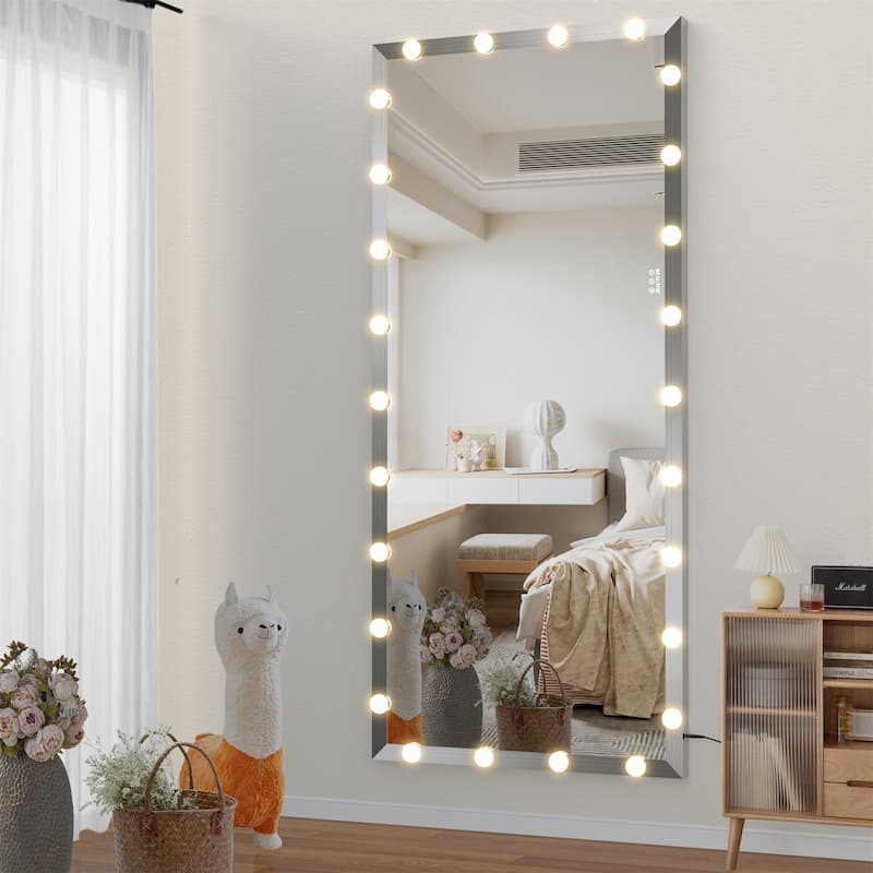 Full Length Mirror with Adjustable Color and Brightness Lighted - Silver