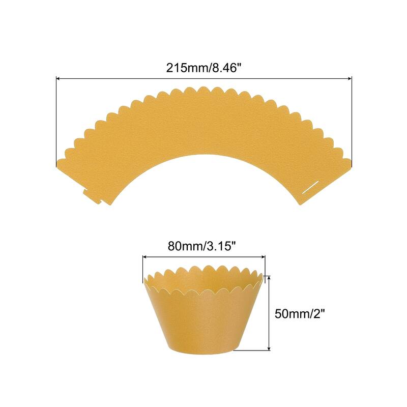 Cupcake Wrappers Paper, 50 Pack Baking Cups Standard Decoration - Gold Yellow