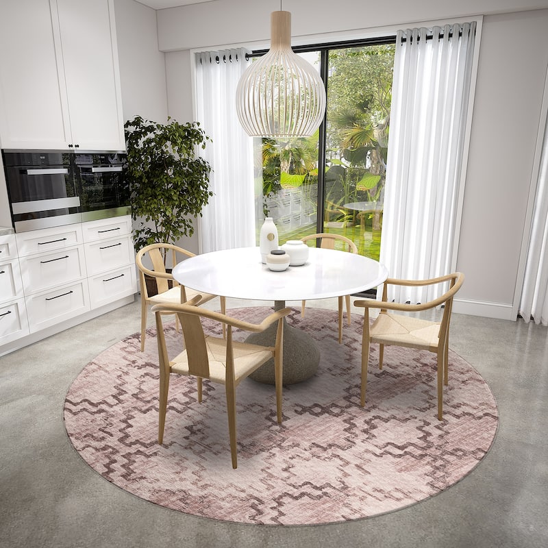 Indoor/ Outdoor Yuma Morroccan Washable Rug - 8' x 8' - Mocha