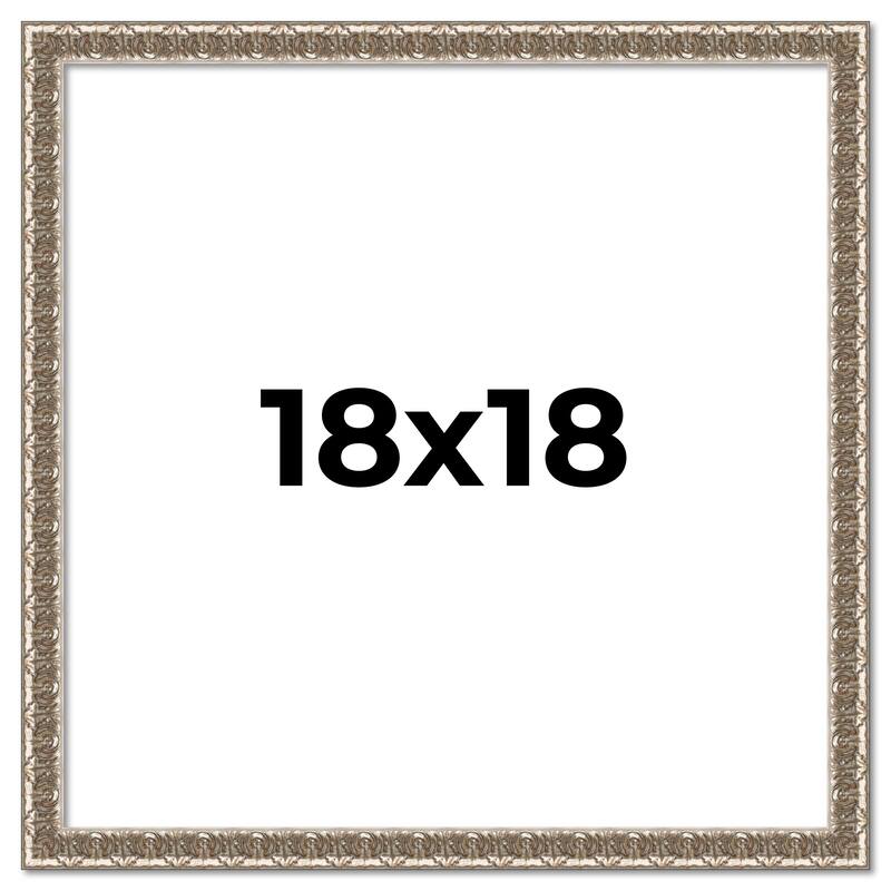 18x18 Frame Silver Versailles Ornate Solid Wood Picture Frame | 1 Inch