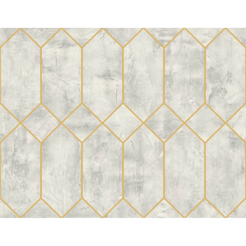 Seabrook Designs Geo Faux Unpasted Wallpaper - 27 in. W x 27 ft. L - Silver Birch and Metallic Gold