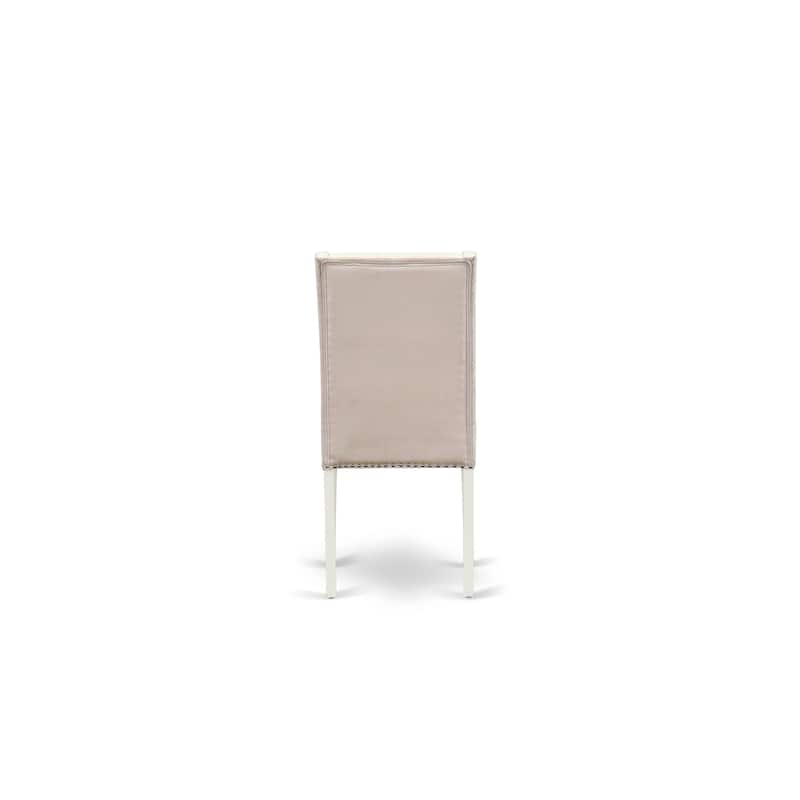 East West Furniture 3 Piece Dining Room Furniture Set- A Round Kitchen Table and 2 Linen Fabric Dining Chairs, (Finish Options)