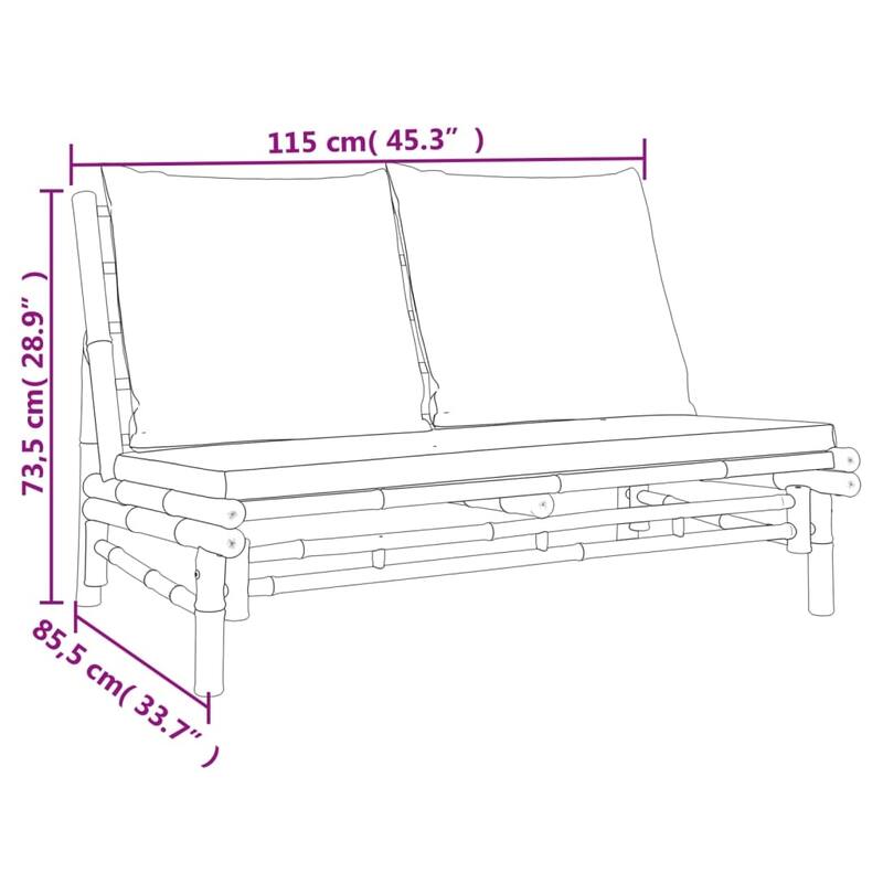 vidaXL 3/4/5 Piece Patio Lounge Set with Dark Gray Cushions Bamboo - 39.4" x 21.7" x 13"