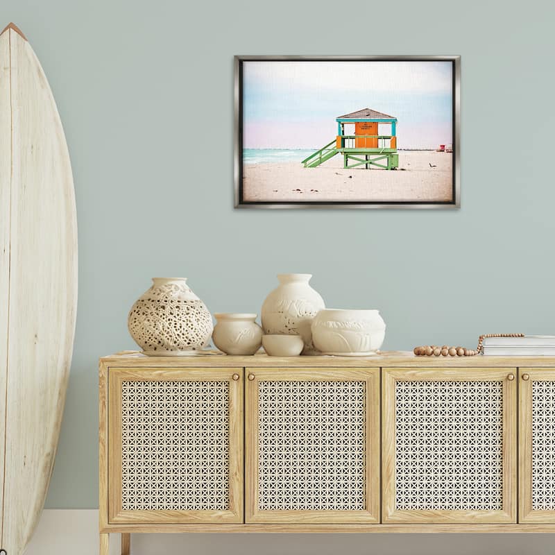 Stupell No Lifeguard On Duty Framed Floater Canvas Wall Art Design By Seven Trees Design