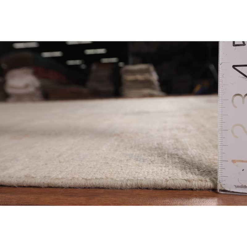 Vegetable Dye Beige Oushak Turkish Rug Hand-Knotted Wool Carpet - 9'2"x 12'3"
