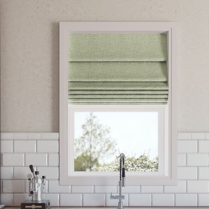 Sun Zero Somerton Textured Total Blackout Cordless Roman Shade - 35 x 64 - Green