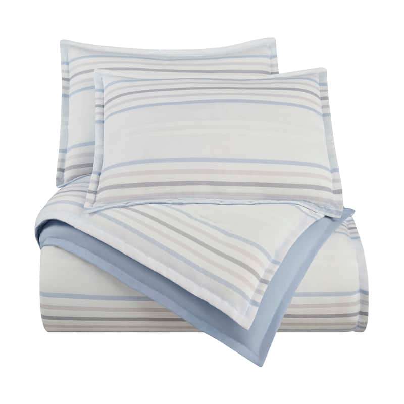 Vellux Bergen Blue/Grey Comforter Set - Blue - Queen