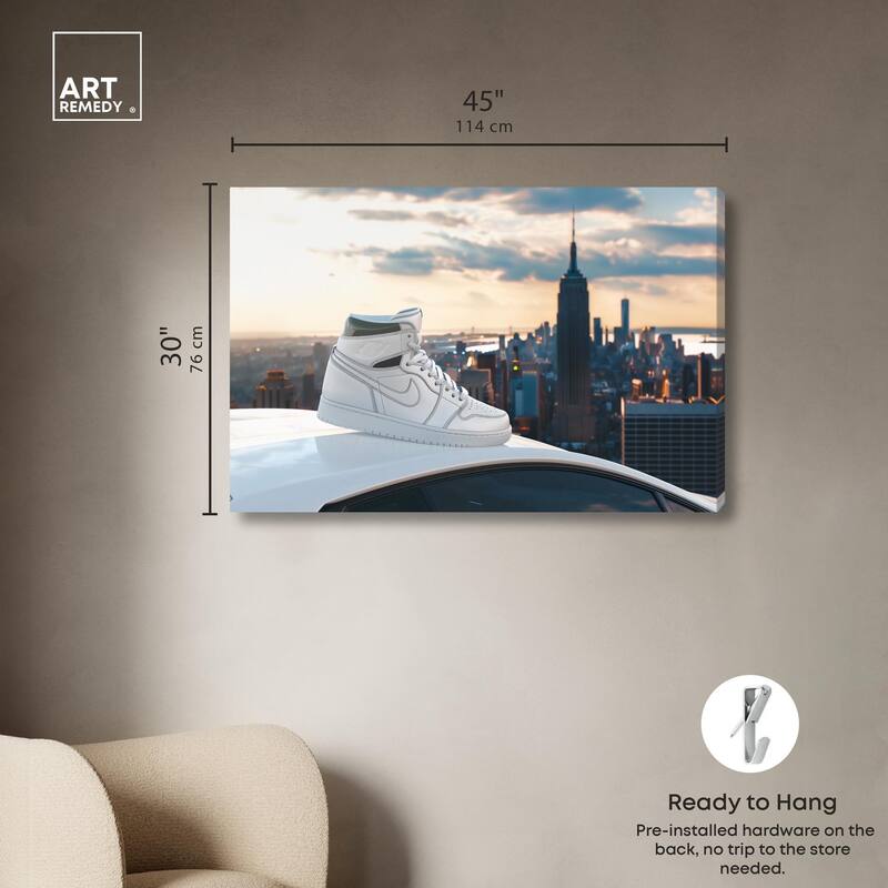 City Car and Sneakers Canvas by Art Remedy, Gallery Wrapped