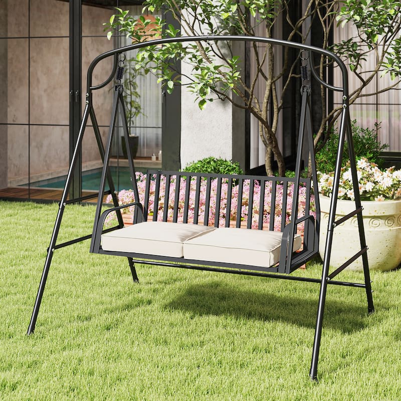 Gymax Swing Stand for Porch Heavy-Duty Metal Swing Frame w/ 2 Hanging