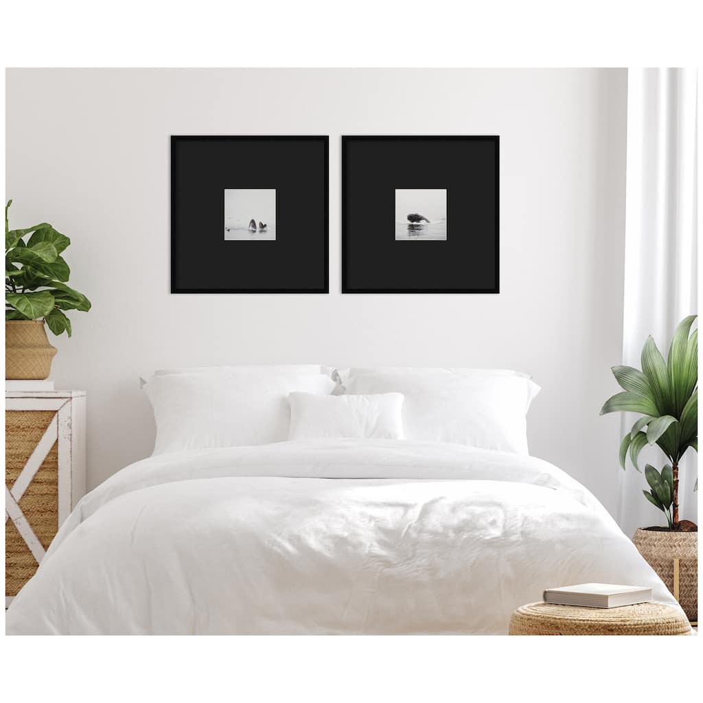 Kate and Laurel Humpback Whale 2 Piece Framed Wall Art Print Set by Laura Evans Black Mat