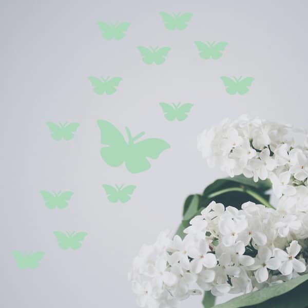 slide 2 of 2, Walplus Peel and Stick Glow In The Dark Butterfly Wall Sticker Home Room Decor