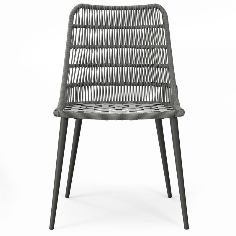 WyndenHall Kiki 20 inch Wide Contemporary Outdoor Dining Chair (Set of 2) in Grey Polyester Fabric - 24" D x 20" W x 33.9" H
