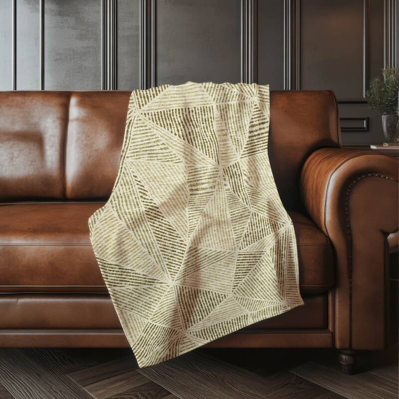 Premium Machine Washable Modern Geo Sherpa Throw Blanket - Khaki - 4'2" x 5'10"