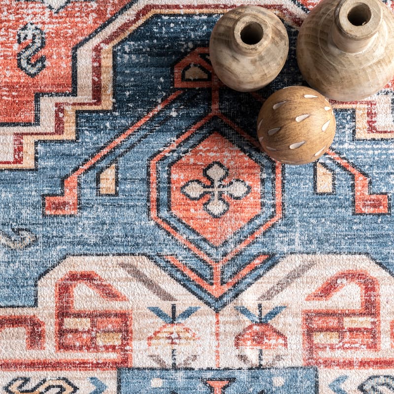 Nuloom Marli SpinClean Machine Washable Faded Medallion Area Rug