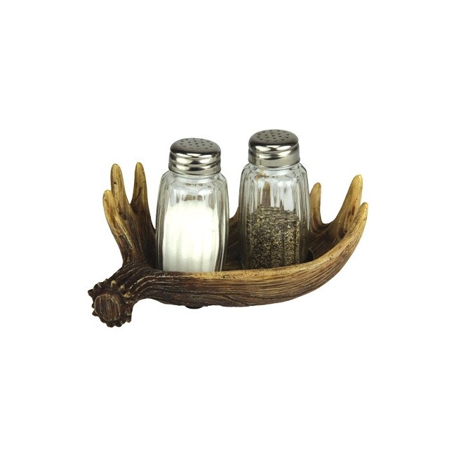 Moose Antler Salt Pepper Shaker Holder Rustic Kitchen Table Decor