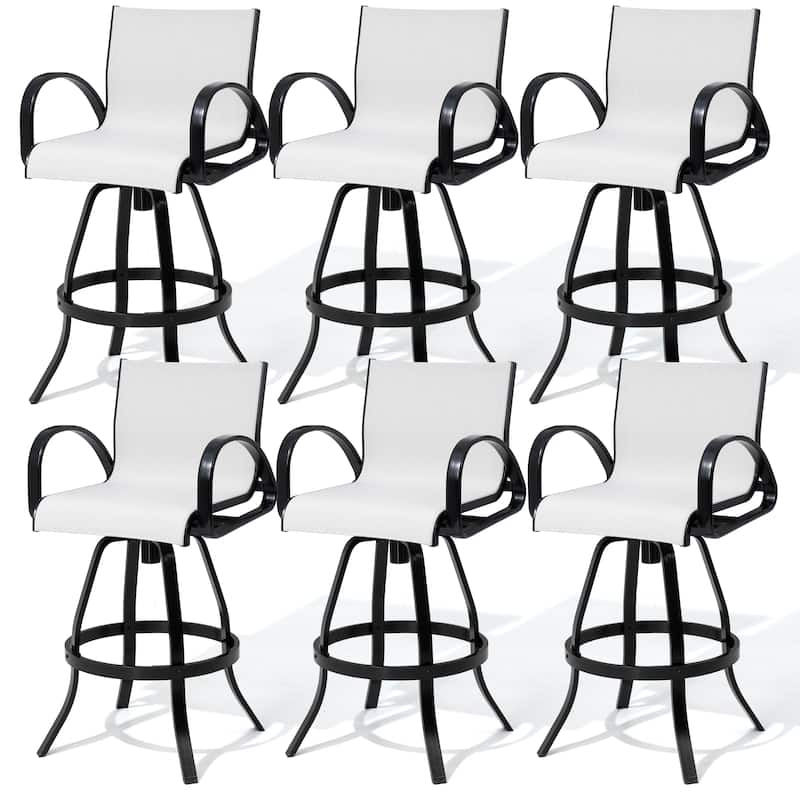 30''H Pellebant Outdoor Patio All-Aluminum Premium Swivel Bar Stools with Sunbrella Fabric