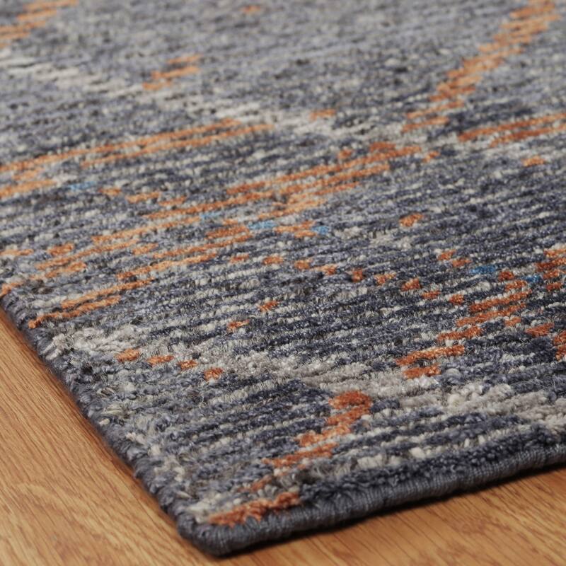 Modern Grey Hand-Knotted Wool & Viscose Area Rug