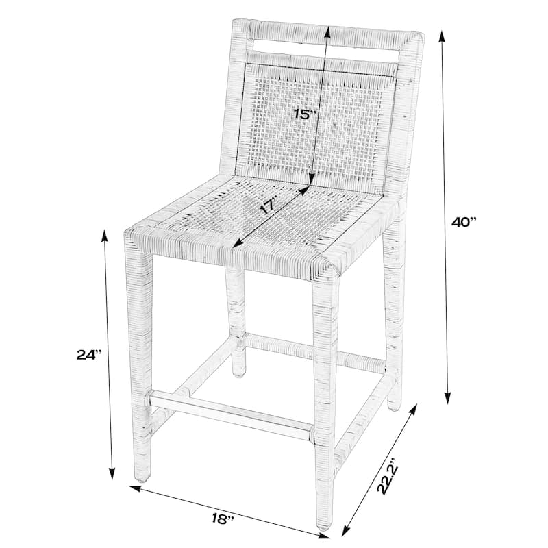 Brielle 24 in. Seat Height Rattan Woven Counter Stool with Back
