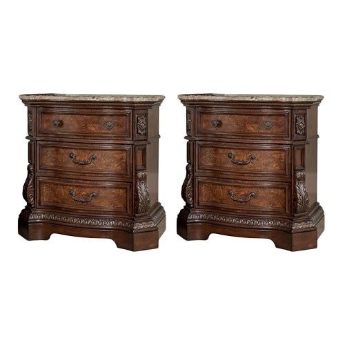 Ledelle Brown Three Drawer Night Stand - 2-Pac Ledelle Brown Three Drawer Night Stand