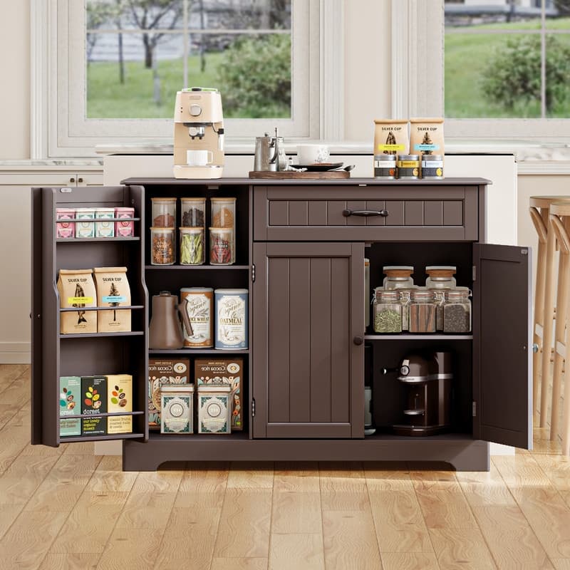 Buffet Cabinet Storage Sideboard, Kitchen Sideboard Storage Buffet Cabinet with Drawer and 3 Doors
