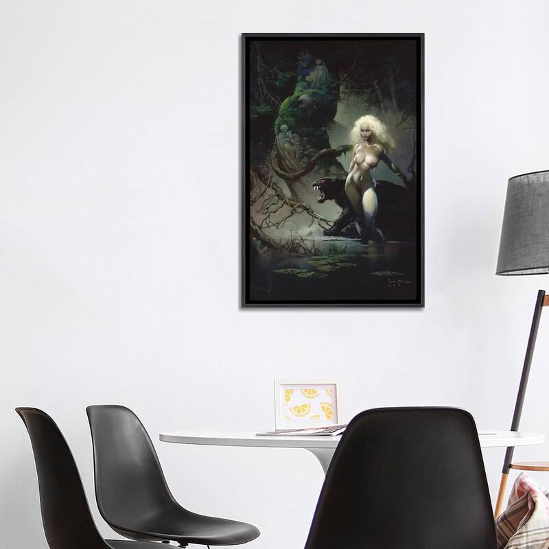 iCanvas "Princess And The Panther" by Frank Frazetta Framed