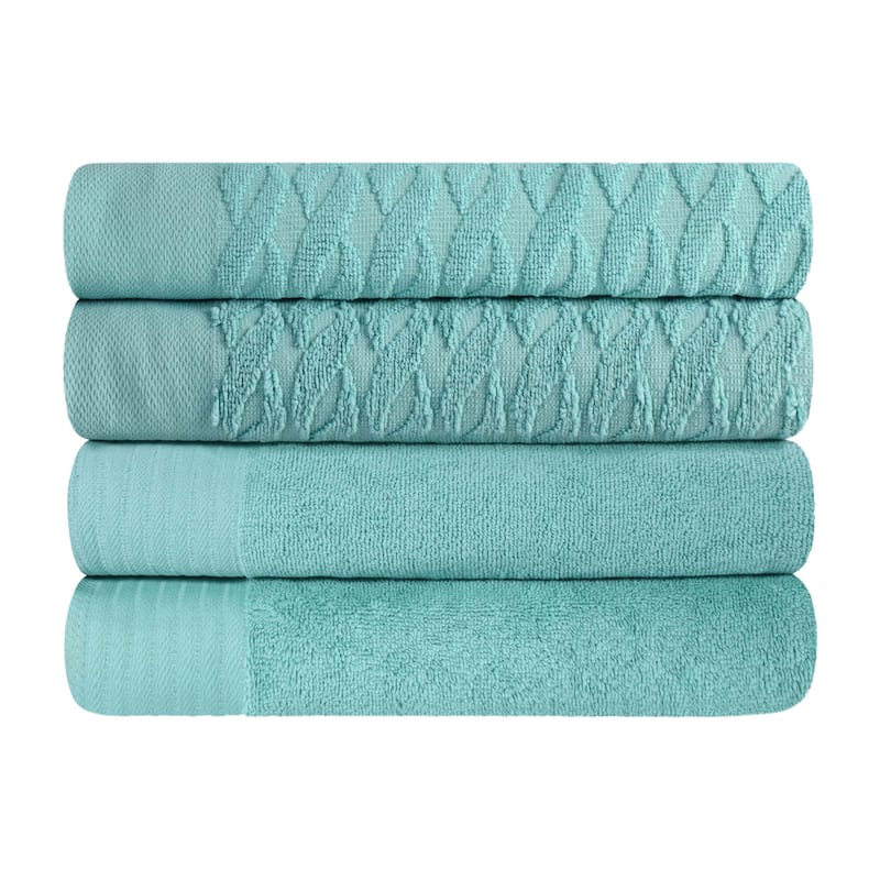 Turkish Cotton Herringbone and Solid Bath Towel Set by Superior