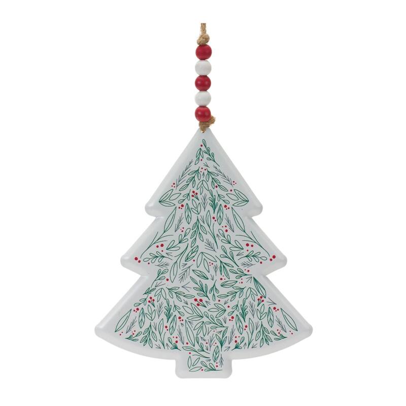 Beaded Hanger Christmas Tree Ornaments - 8.5" - White and Green - 12ct