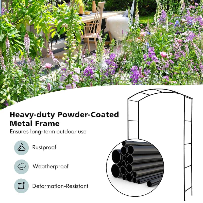 Gymax Garden Arch Arbor Trellis 7.5 ft Patio Pergola Plant Stand Rack