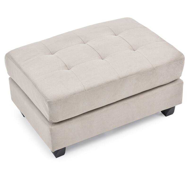 Upholstered Tufted Ottoman - 38" - Beige