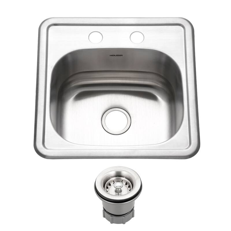 Houzer 1515-6BS-C Hospitality 15" Drop In Single Basin Stainless Steel - Stainless Steel