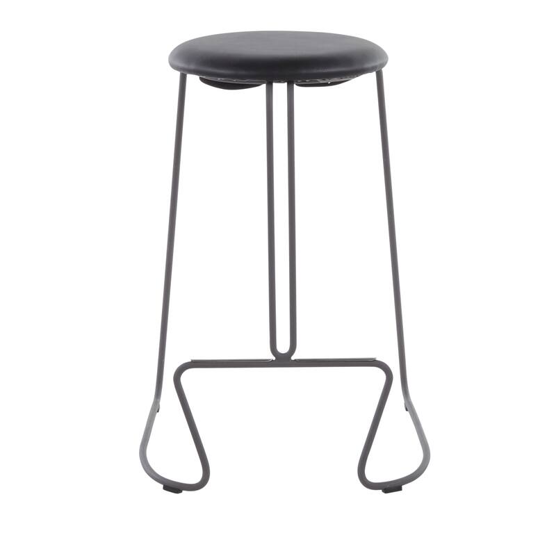 Finn Contemporary Counter Stool in Grey Steel and Light Grey Fabric - Set of 2 - 19.5"Lx18"Wx25.75"H
