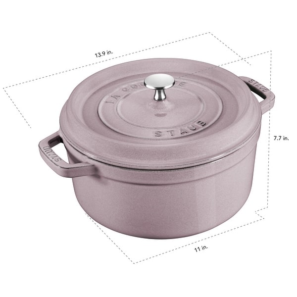 dimension image slide 7 of 8, Staub Cast Iron 7-qt Round Cocotte