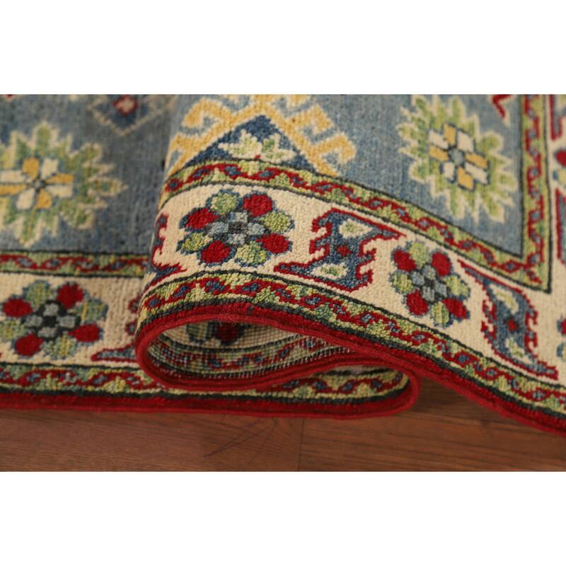 Traditional Light Blue Kazak Foyer Rug Handmade Wool Carpet - 2'8" x 4'1"