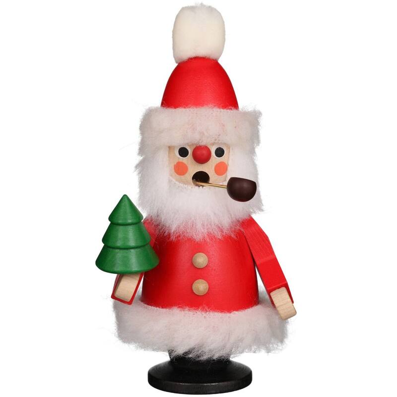 4.5" Red and White "Santa Claus Holding A Green Christmas Tree" Incense Burner