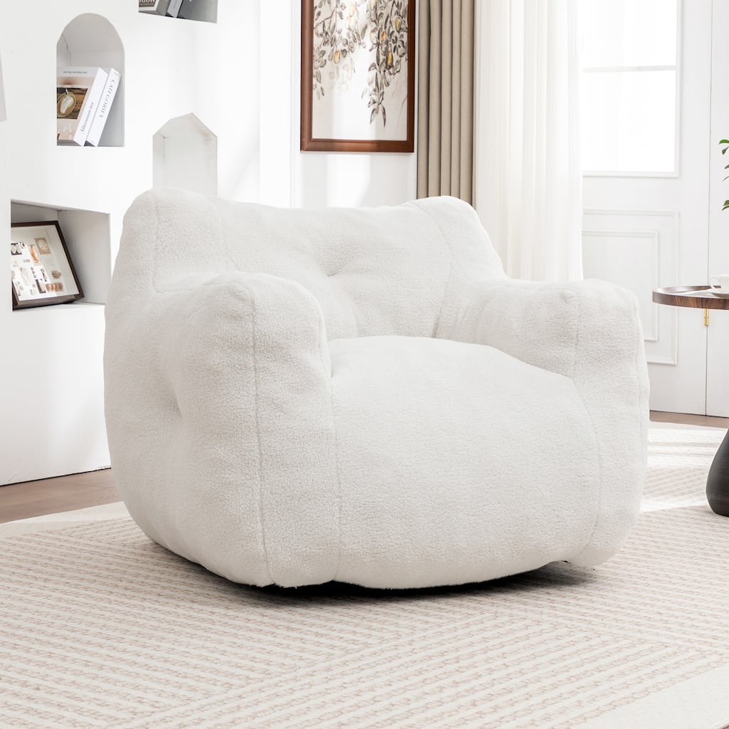 Teddy Fabric Bean Bag Chair, High Density Foam Bean Bag Sofa, Comfy Fluffy Lazy Sofa Chair Living Room, Bedroom