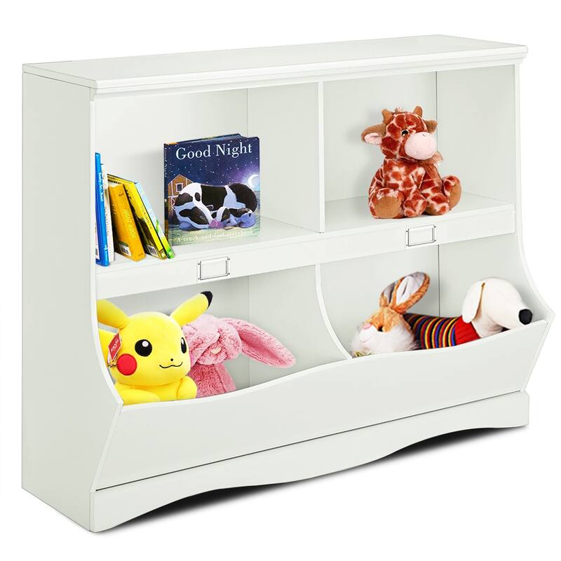 Costway Kids Storage Unit Bookshelf Bookcase Toy Organizer Bookshelf - White