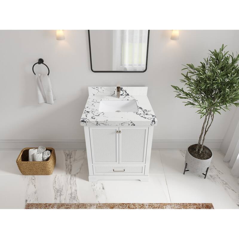 Willow Collections 30 in. W x 22 in. D Alys Single Sink Bathroom Vanity with Countertop - 2"Viola Night - White