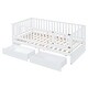 preview thumbnail 25 of 118, Roomfitters Twin Size Wood Daybed with Fence Guardrails, 2 Storage Drawers, Convertible Floor Bed, and Built-In Shelving