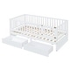 preview thumbnail 5 of 118, Wood Cribs Convertible Toddler Bed with Fence Guardrails and 2 Drawers Split into Independent Floor Bed and Daybed Slat Support