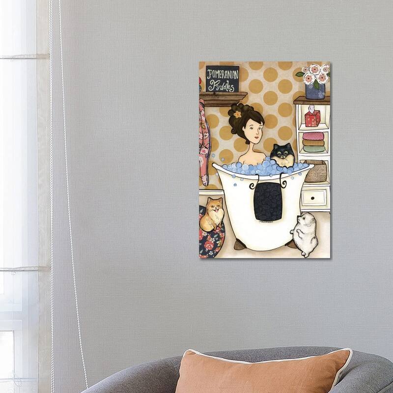 iCanvas "Pomeranian Puddles" by Jamie Morath Canvas Print - 26x18x1.5