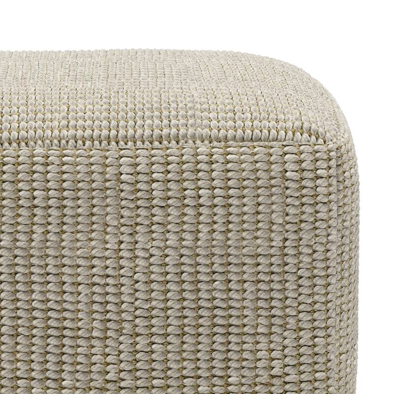 WYNDENHALL Isadora Square Woven Pouf in Cream and Natural Recycled PET Polyester