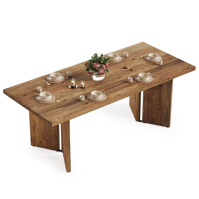 63-Inch Long Dining Room Table, Solid Wood Kitchen Table